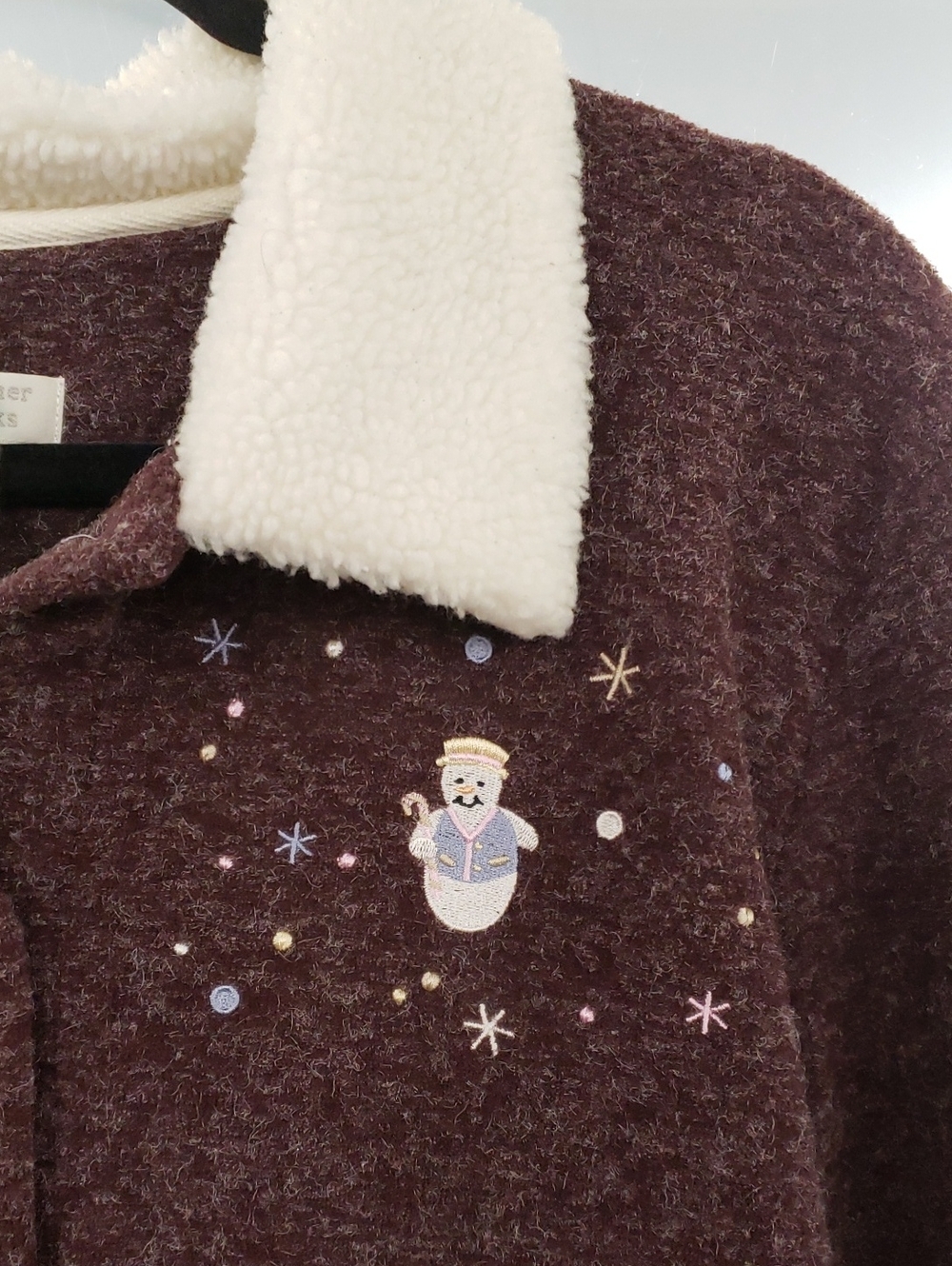 2004 Vintage Snowman Snowflake Sherpa Jacket